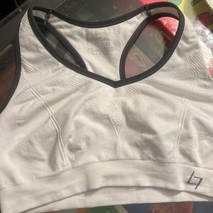 Fit tin sport essentials white grey sport bra stretch soft athletic fit comfort